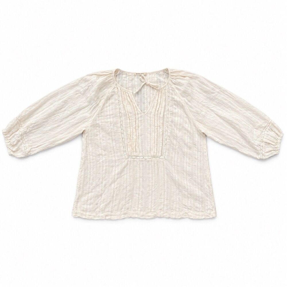 Marine Layer Ivory Cotton Pintuck Lace Peasant Blouse S Cottagecore